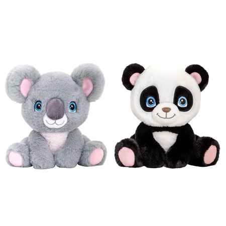 Keel Toys - Pluche knuffel dieren bosvriendjes set koala en panda 25 cm