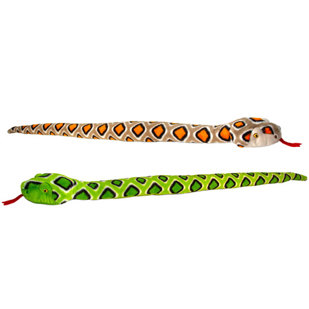 Keel Toys - Soft toy animals set of 2x snakes - brown/green 100 cm
