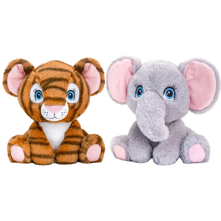 Keel Toys - Soft toy animal friends set tiger and elephant 25 cm