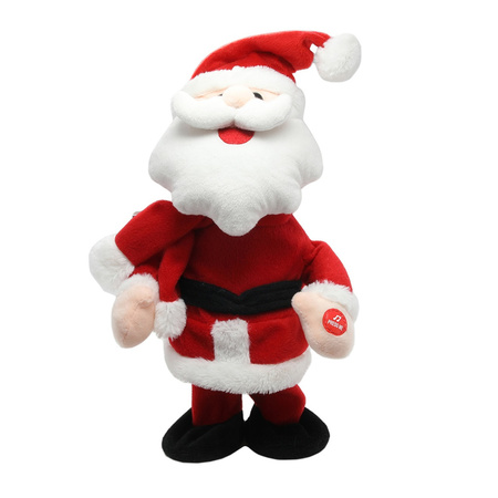 Kerstman pop dansend 30 cm bewegende kerstfiguren/kerstpoppen 