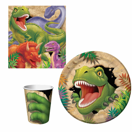 Kinderfeestje Dinosaurussen thema tafel dekken eetset voor 8x kinderen