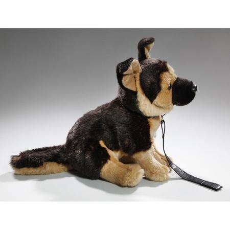 Plush German Shepherd dog cuddle toy with lead 25 cm