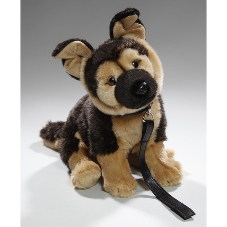 Plush German Shepherd dog cuddle toy with lead 25 cm