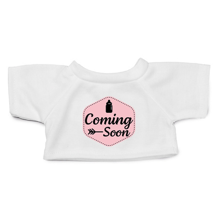 Pluche knuffel met Coming soon t-shirt wit met roze