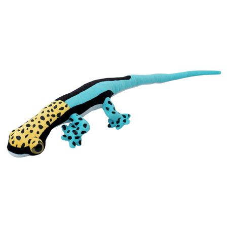Soft toy cuddle animals Gecko Lizard - pluche fabric - premium quality - blue/yellow - 62 cm