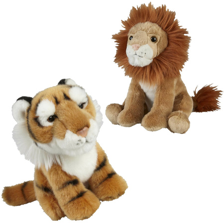 Soft toy animals set lion and tiger 18 cm