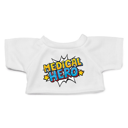 Pluche knuffel met medical hero t-shirt wit in pop art