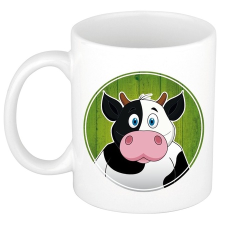 Gift set for kids - Cow soft toy 14 cm and drink mug cow print
