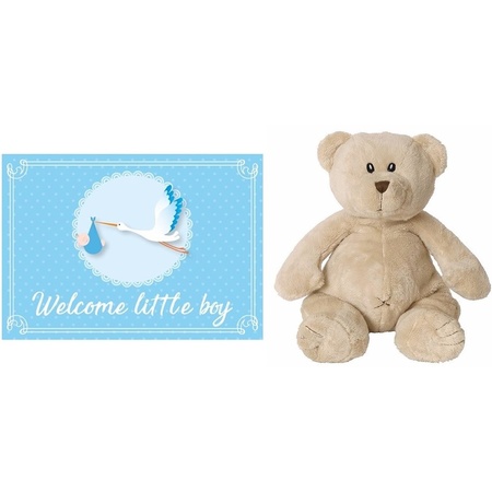 Maternity gift boy Happy Horse cuddly bear 17 cm + birth card