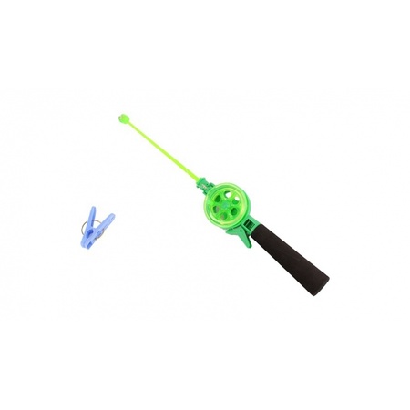 Fishing rod for small crabs - extendable fishingnet included - green/yellow - 39 cm
