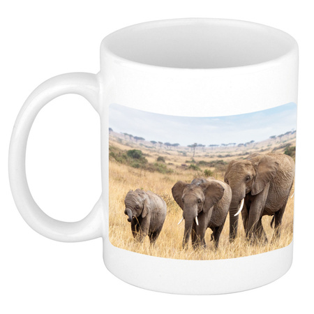 Afrikaanse olifanten koffiemok / theebeker wit 300 ml voor de natuurliefhebber