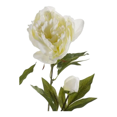 Emerald Kunstbloem pioenrozen tak - 3 bloemen - wit -  70 cm - decoratie