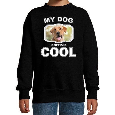 Honden liefhebber trui / sweater Labrador retriever my dog is serious cool zwart voor kinderen