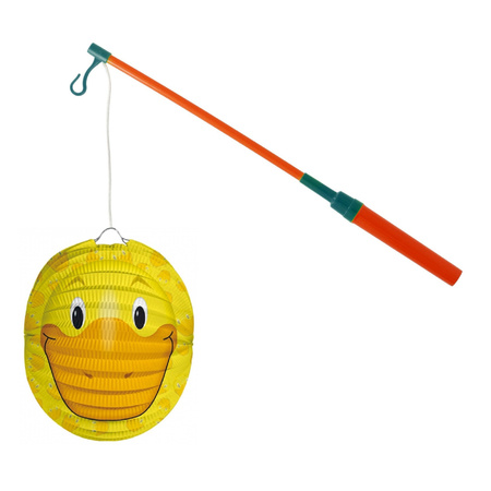 Lantern stick 40 cm - with dug bal lantern - yellow - 25 cm