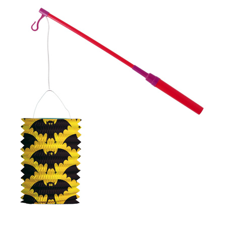 Lantern stick 40 cm - with bat bal lantern - yellow/black - 25 cm