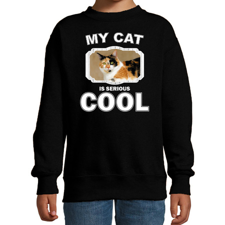 Calico cat sweater my cat is serious cool black for children