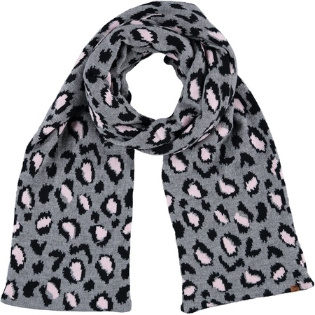 Dubbel laagse gebreide sjaal voor kinderen met luipaard print grijs