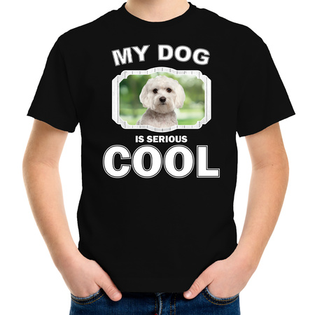 Honden liefhebber shirt Maltezer my dog is serious cool zwart voor kinderen
