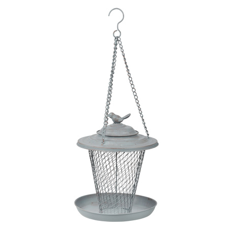 Metal bird feeder / feeder cage gray with collection tray 27 cm
