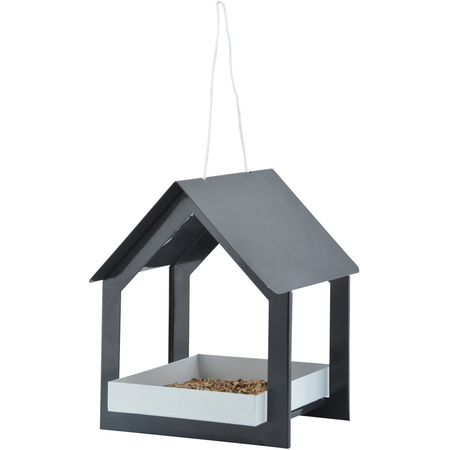 Metal hanging bird house/feeding table anthracite 23 cm