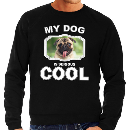 Honden liefhebber trui / sweater mopshond my dog is serious cool zwart voor heren