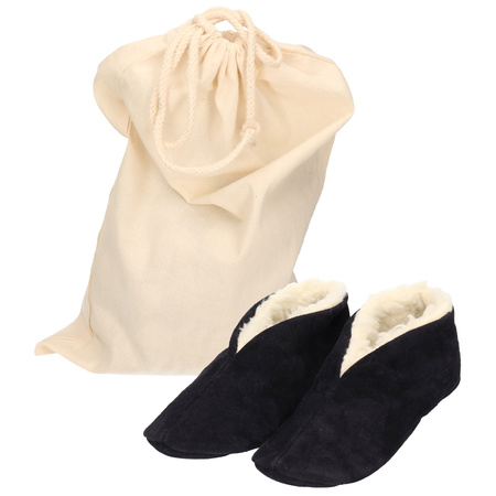 Navy blue Spanish slippers of genuine leather / suede for kids size 24 with storage bag