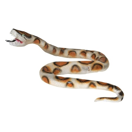 Nep python slang - 160 cm - wit/bruin - griezel/horror thema decoratie dieren/reptielen