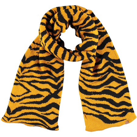 Black/ocre yellow tiger/zebra stripes print scarf for girls
