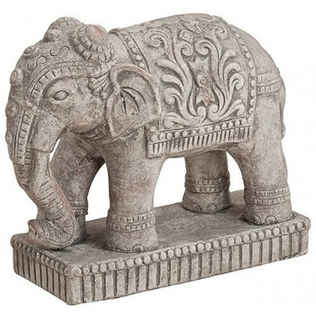 Woondecoratie olifanten beeldje grijs 27 cm
