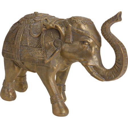 Elephant animal gardenstatue sitting goud 36 cm