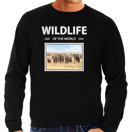 Olifant foto sweater zwart voor heren - wildlife of the world cadeau trui Olifanten liefhebber