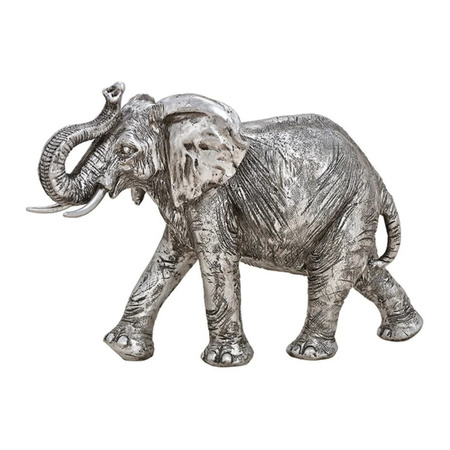 Olifant woondecoratie dieren beeldje zilver 28 x 19 x 10 cm
