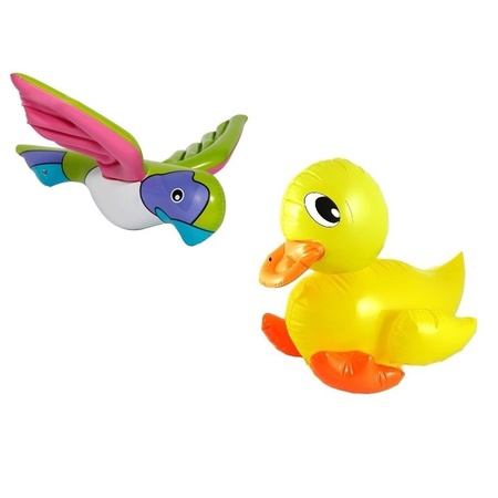 Inflatable duck and parrot