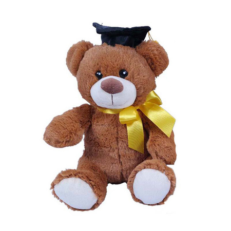 Pack of 20x pieces pluche bears graduate theme beige and brown 20 cm