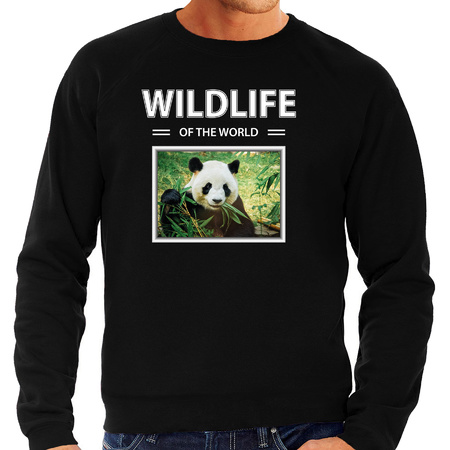 Panda foto sweater zwart voor heren - wildlife of the world cadeau trui Pandas liefhebber