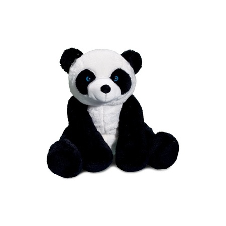 Plush soft toy panda bear black/white 30 cm with an A5-size Happy Birthday postcard