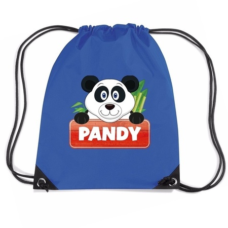 Pandy de Panda trekkoord rugzak / gymtas blauw voor kinderen