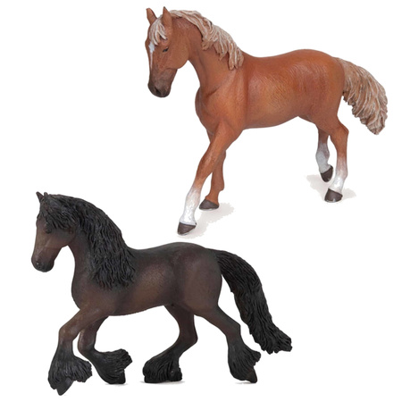 Plastic speelgoed boerderijdieren set van 2x stuks paarden