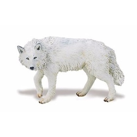 Plastic toy white wolf 9 cm