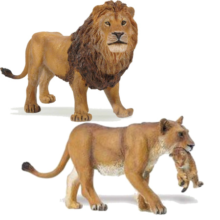 Plastic toy figures lions 14 and 16 cm