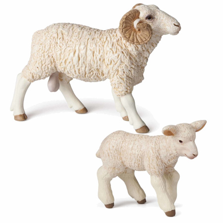 Plastic toy figures sheep and lamb