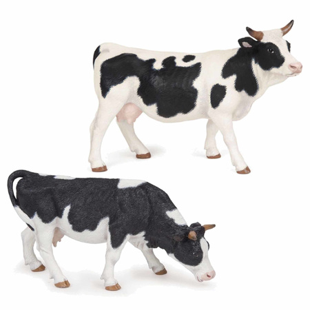 Plastic toy figures 2x cows 14 cm