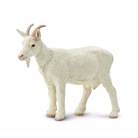 Plastic toy white goat  8 cm