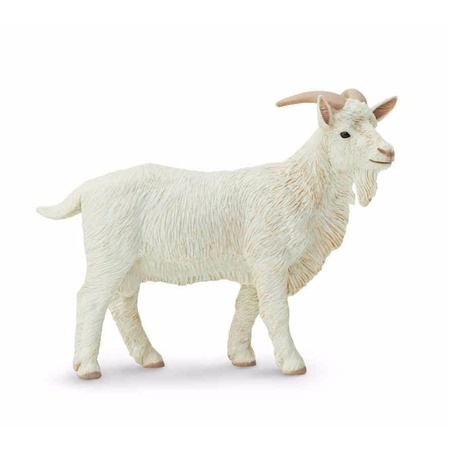 Plastic toy animal white male goat 9 cm