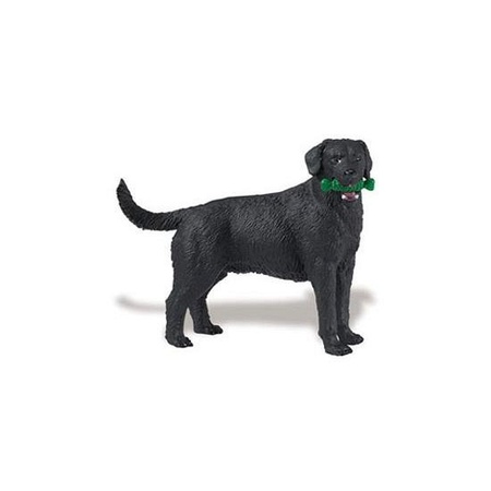 Plastic toy black Labrador dog 9 cm