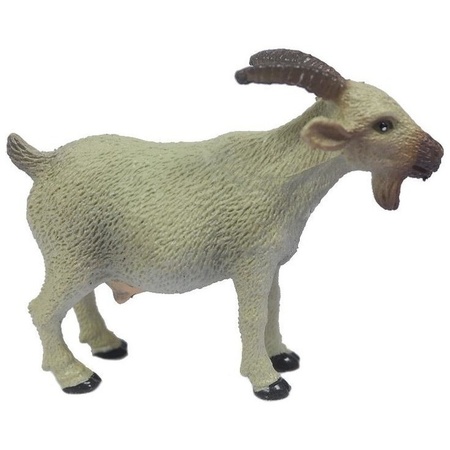 Plastic toy white goat  6 cm