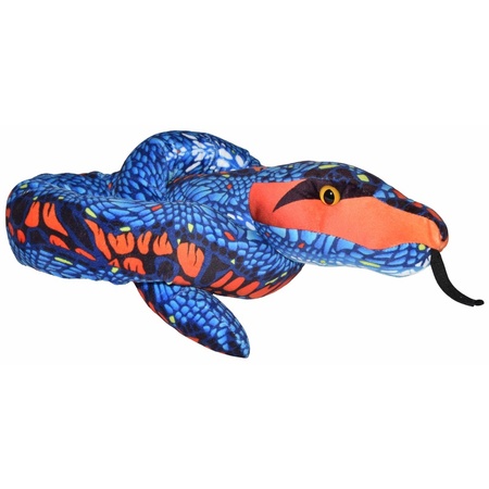Plush blue/orange snake cuddle toy 137 cm