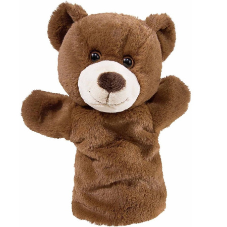 Plush brown bear hand puppet 25 cm cuddle toy
