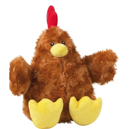 Soft toy chicken/rooster brown 23 cm with yellow chicklet 12 cm