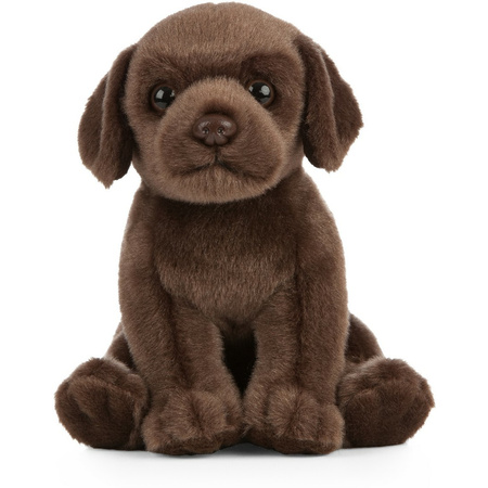 Plush brown Labrador dog 16 cm sitting
